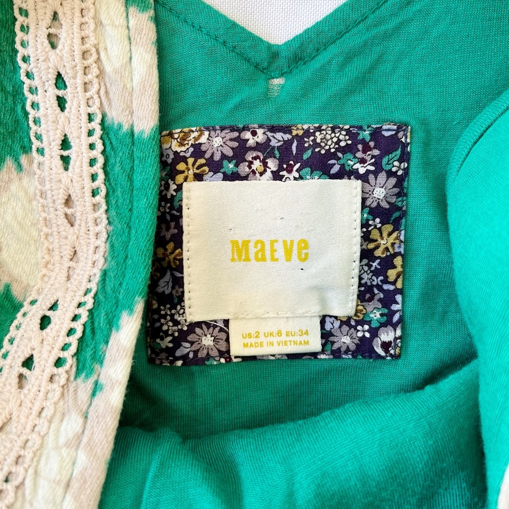 Anthropologie Maeve Emma Green Floral Crochet Skater … Gem